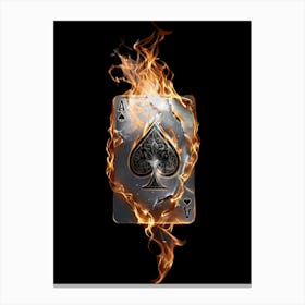 Burning Ace of Spades Fiery Digital Artwork Canvas Print