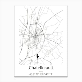 Chatellerault,France Minimalist Map Canvas Print