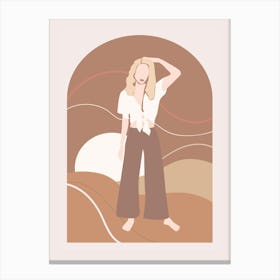 Woman In The Desert Boho Earth Colors Illustration Canvas Print