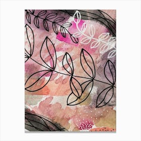 Abstract Watercolor Botanicals Pinks Painting Canvas Print