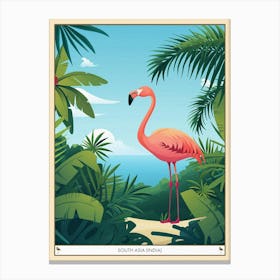Greater Flamingo South Asia India Tropical Illustration 5 Poster Canvas Print