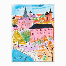 Helsinki, Dreamy Storybook Illustration 4 Canvas Print