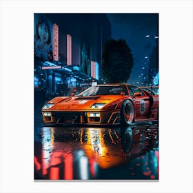 Retrowave car on Tokyo Street, Retrowave Aesthetics [synthwave/vaporwave/cyberpunk] — aesthetic poster, retrowave poster, vaporwave poster, neon poster, 80s Canvas Print