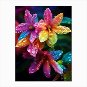 Colorful rainbow flowers Canvas Print