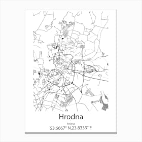 Hrodna,Belarus Minimalist Map Canvas Print