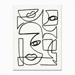 Abstract Line Art Faces Canvas Print