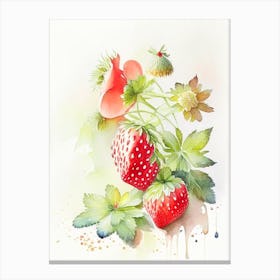 Alpine Strawberries, Plant, Storybook Watercolours 2 Canvas Print