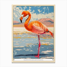 Greater Flamingo Salar De Atacama Antofagasta Tropical Illustration 3 Poster Canvas Print