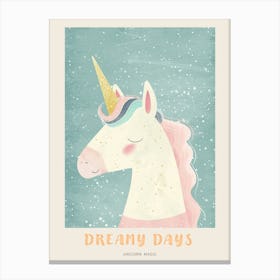 Pastel Storybook Style Unicorn 11 Poster Canvas Print