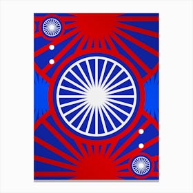 Geometric Abstract Glyph in White on Red and Blue Array n.0006 Canvas Print