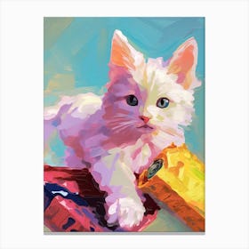 White Kitten Oil Painting 2 Canvas Print