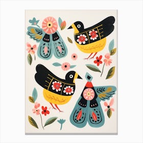 Folk Style Bird Painting Robin 1 Canvas Print