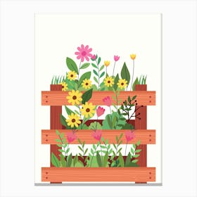 Garden Crate With Flowers Canvas Print