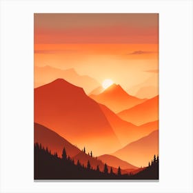 Misty Mountains Vertical Composition In Orange Tone 108 Canvas Print