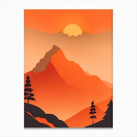 Misty Mountains Vertical Composition In Orange Tone 352 Canvas Print