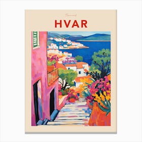 Hvar Croatia 3 Fauvist Travel Poster Canvas Print