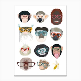 Monkeys In Glasses Canvas Print