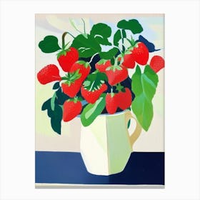 Day Neutral Strawberries, Plant, Colourful Brushstroke Painting Canvas Print