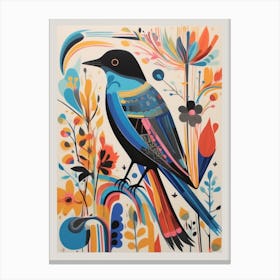 Colourful Scandi Bird Chimney Swift 3 Canvas Print