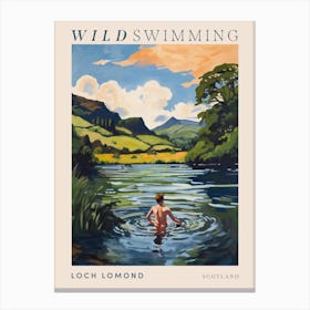 Wild Swimming At Loch Lomond Scotland 1 Poster Canvas Print