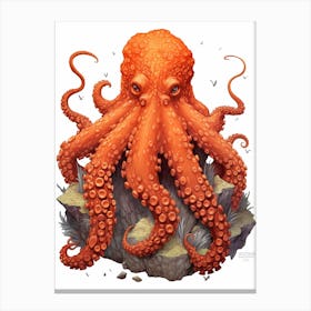 Giant Pacific Octopus Flat Illustration 2 Canvas Print