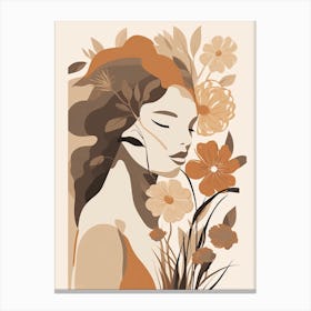 Bloom Body Woman Neutral Colours Boho Style 13 Canvas Print