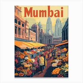 Aihrgdesign A 1970s Inspired Travel Poster For Mumbai Canvas Print