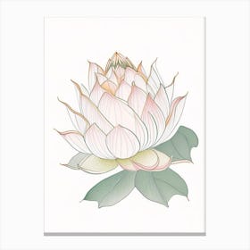 Lotus Flower Pattern Pencil Illustration 4 Canvas Print