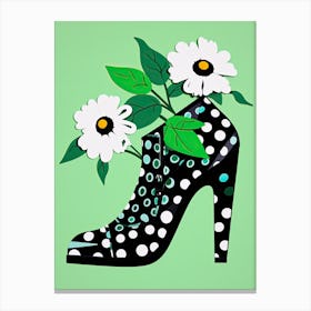 Floral Fusion: Blooms in Woman's Shoe Canvas Print