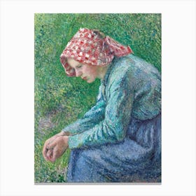 A Seated Peasant Woman (1885), Camille Pissarro Canvas Print