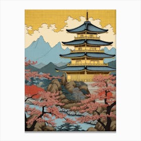 Kinkaku Ji, Japan Vintage Travel Art 4 Canvas Print