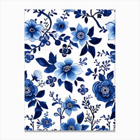 Blue And White Floral Pattern 10 Canvas Print