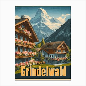 Aihrgdesign A Retro Travel Poster For Grindelwald 1 Canvas Print