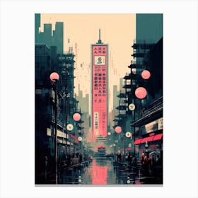 City Of Tokyo Retrofuturism4 4x Canvas Print