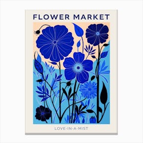 Blue Flower Market Poster Nigella Love In A Mist 3 Canvas Print