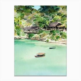 Komodo National Park Indonesia Water Colour Poster Canvas Print