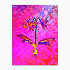 Netted Veined Amaryllis Botanical in Acid Neon Pink Green and Blue n.0008 Canvas Print