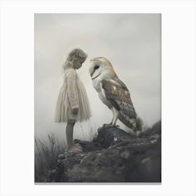 Owl And Girl Canvas Print