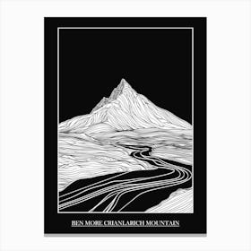 Ben More Crianlarich Mountain Line Drawing 3 Poster Canvas Print
