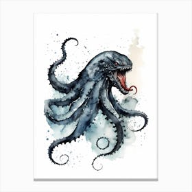 Kraken Watercolor Painting (22) Canvas Print