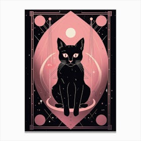 The Hermit Tarot Card, Black Cat In Pink 2 Canvas Print