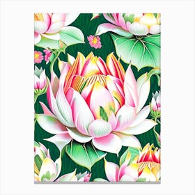 Lotus Flower Repeat Pattern Decoupage 2 Canvas Print
