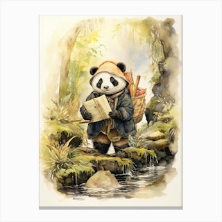 Panda Art Geocaching Watercolour 3 Canvas Print