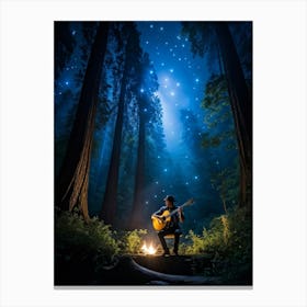 Acoustic Guitar In The Forest 2 Canvas Print