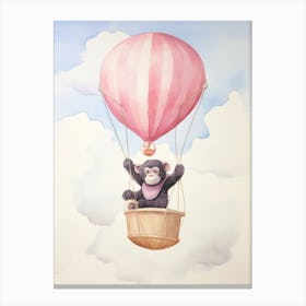 Baby Bonobo In A Hot Air Balloon Canvas Print