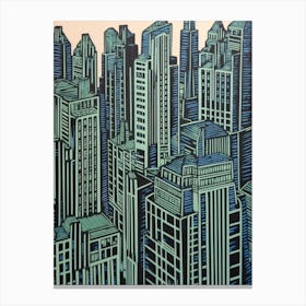 Chrysler Building New York City, United States Linocut Illustration Style 3 Canvas Print