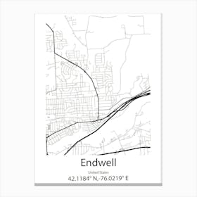 Endwell,United States Minimalist Map 1 Canvas Print