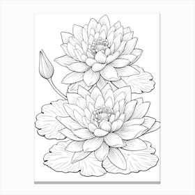 Line Art Inspired By Water Lilies 1 Canvas Print