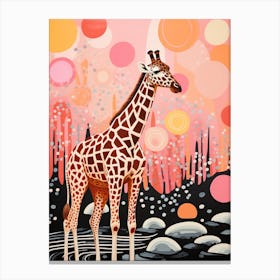 Giraffe In The River Canvas Print