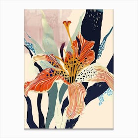 Colourful Flower Illustration Lily 3 Canvas Print